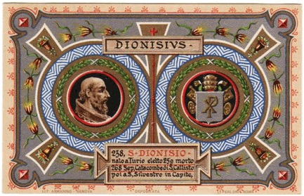Description: Papa, San Dionisio, (estampa de 1903)